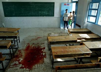  Egy palesztin iskola elleni terrorista elhárító preventív tanktámadás végeredménye