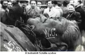 A ledöntött Stalin szobor