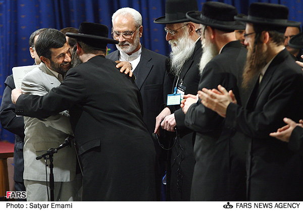 Iranian President Ahmadinejad greets anti-Zionist ultra-Orthodox Jews