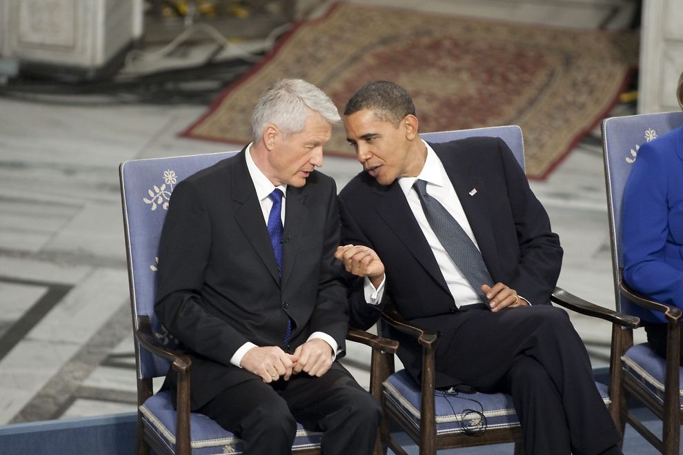 Tjorborn Obama régi barátja. Itt az Obama Béke Nobel díjának átvételi ünnepségén!